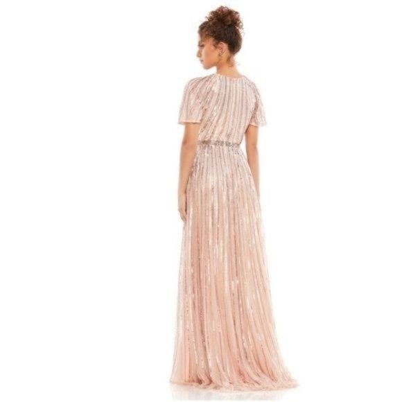 Mac Duggal Short Sleeve Ombre Sequined Gown NWT - Picture 3 of 14